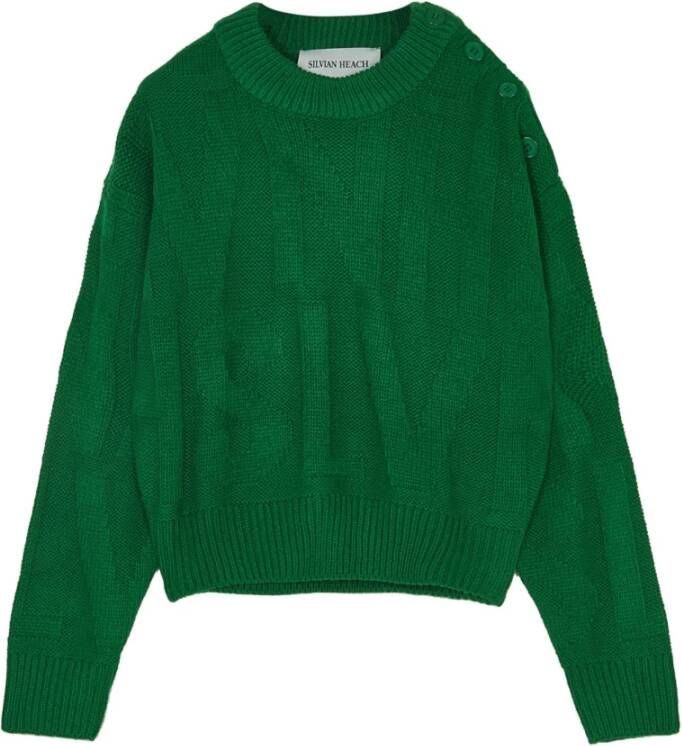 Silvian Heach Crewneck -trui met logo`s Groen Dames