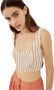 Silvian Heach Gestreepte Crop Top Beige Dames - Thumbnail 1