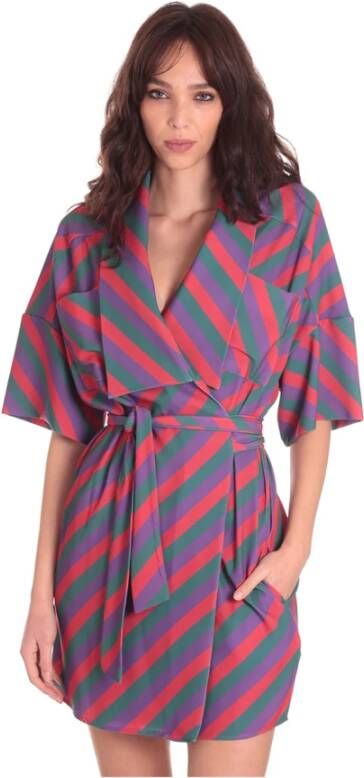 Silvian Heach Multicolor Gestreepte Jurk met Riem Multicolor Dames