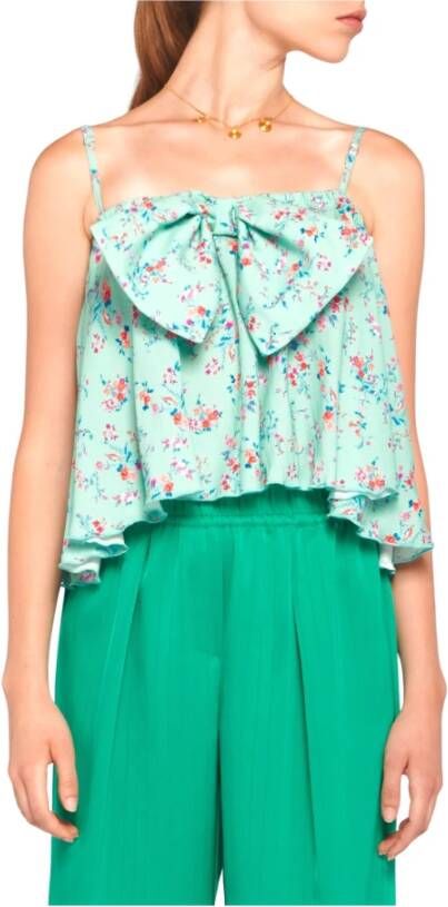 Silvian Heach Floral Fantasy TOP With BOW Groen Dames