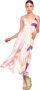Silvian Heach Elegante Bloemen Midi Jurk Bedrukte onderjurk Pink Green Dames - Thumbnail 1