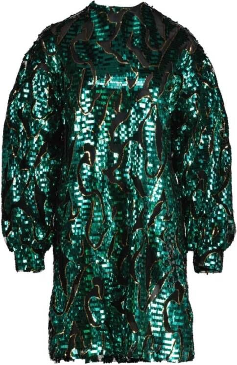 Silvian Heach Pailletten jurk met dierenprint Masaharu groen - Foto 9
