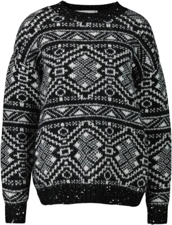 Silvian Heach Zwarte Sweaters met Decoratief Patroon Black Dames