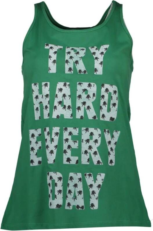 Silvian Heach Groene Tanktop Amerikaanse Stijl Logo Print Green Dames