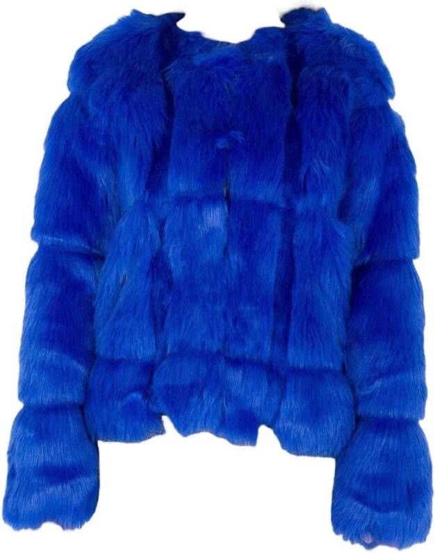 Silvian Heach Jack van imitatiebont en schapenvacht Blauw Dames