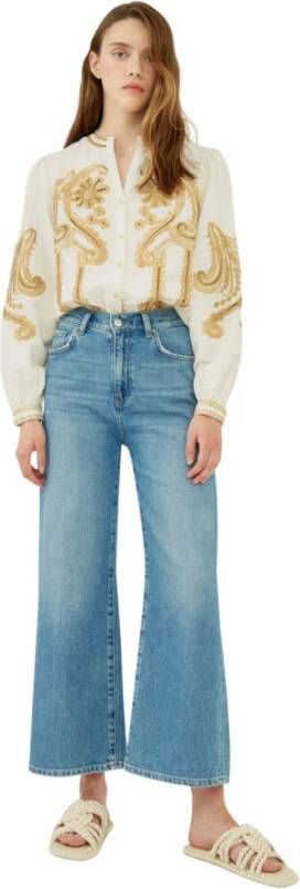 Silvian Heach Flare High-Waisted Cropped Jeans Blue Dames