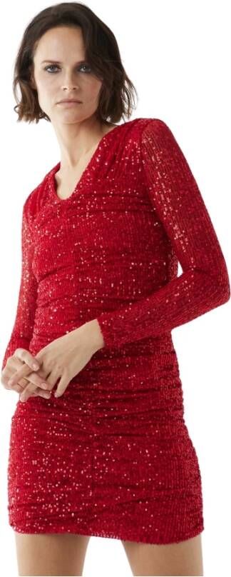Silvian Heach Korte aansluitende jurk met micro pailletten Rood Dames