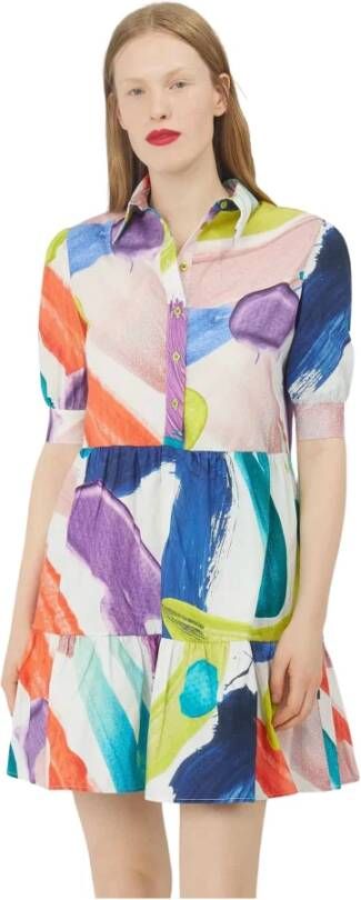 Silvian Heach Multicolor patroon jurk met overhemdkraag Multicolor Dames