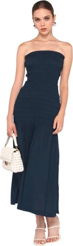 Silvian Heach Maxi Jurk met Bandeau Stijl en Elastische Taille Blauw Dames