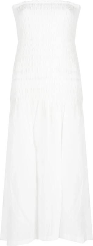 Silvian Heach Maxi Jurk met Bandeau Stijl en Zijkanten Splitten White Dames