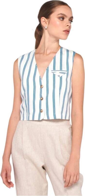 Silvian Heach Gilet A Righe CON Taschino Blauw Dames