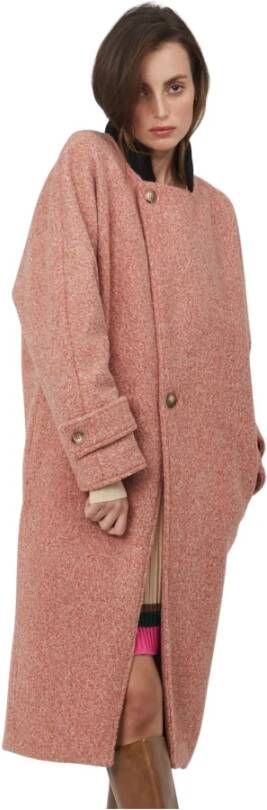 Silvian Heach Over Coat With Regular Buttons Roze Dames
