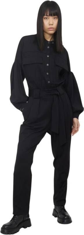 Silvian Heach Oversize Jumpsuit met Knopen en Zakken Zwart Dames