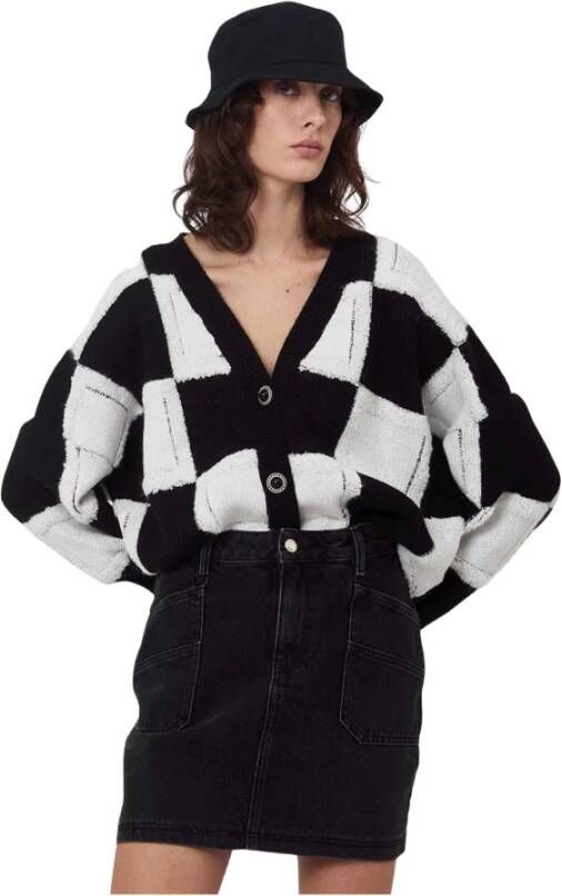 Silvian Heach Ruimvallende Geruite Cardigan Black Dames