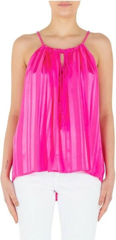 Silvian Heach Viscose Top met Touwbandjes Pink Dames
