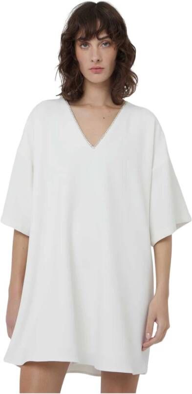 Silvian Heach Rhinestone Oversized Jurk Wit Dames