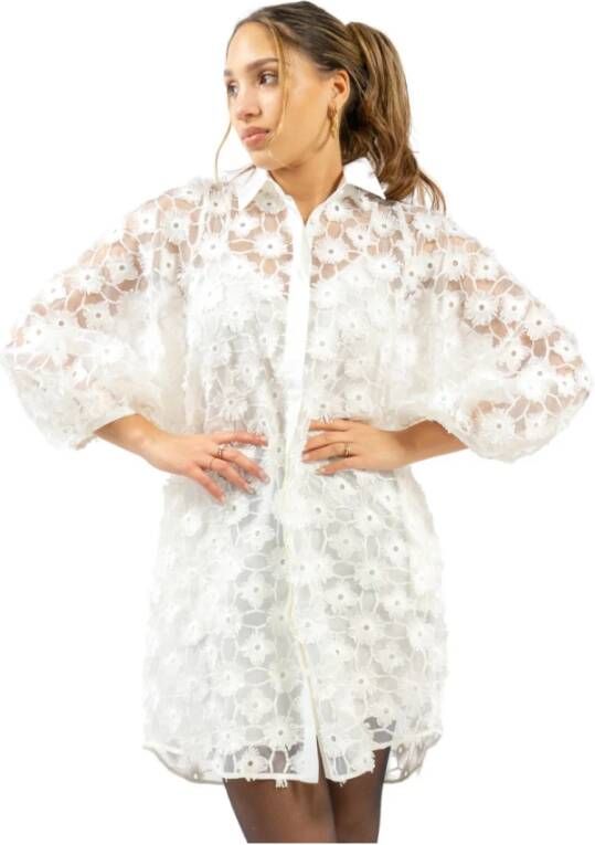 Silvian Heach Korte Chemisier Jurk met Bloemenprint White Dames