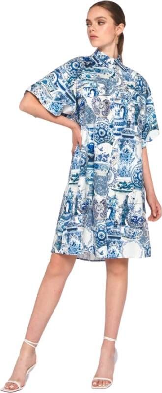 Silvian Heach Gestreepte Overhemdjurk voor Dames Blauw Dames