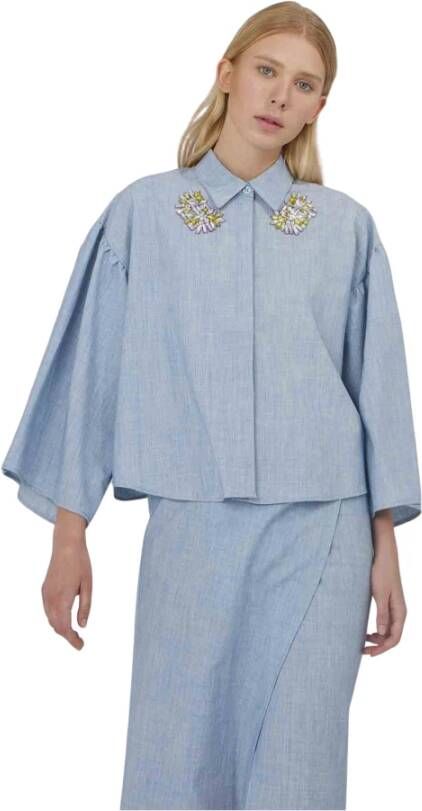 Silvian Heach Overhemd met juweelapplicaties Blue Dames