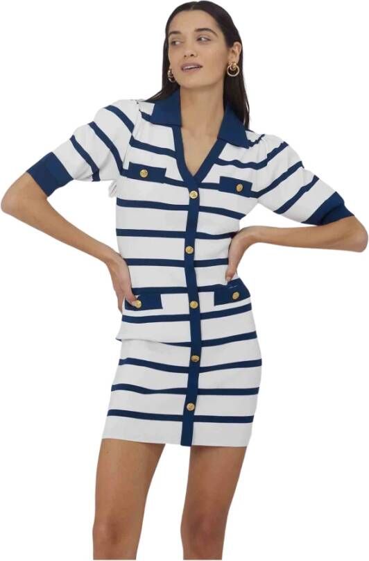 Silvian Heach Short Striped Dress Wit Dames