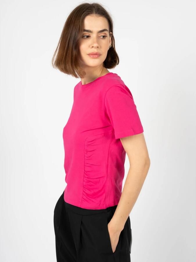 Silvian Heach Aansluitend T-Shirt met Ronde Hals Pink Dames