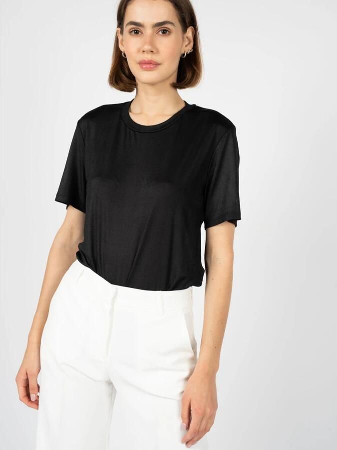 Silvian Heach Basis Ronde Hals T-Shirt met Korte Mouwen Black Dames - Foto 4