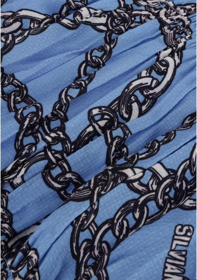 Silvian Heach Bedrukte korte jurk met gerimpelde kraag Blue Dames - Foto 5