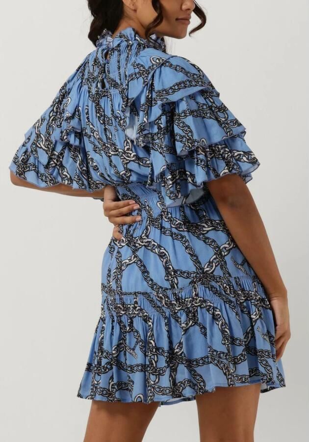 Silvian Heach Bedrukte korte jurk met gerimpelde kraag Blue Dames - Foto 6