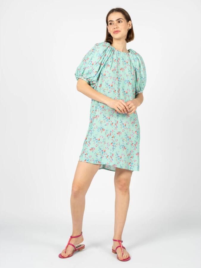Silvian Heach Floral Fantasy Dress With Short Balloon Sleeves Groen Dames - Foto 3