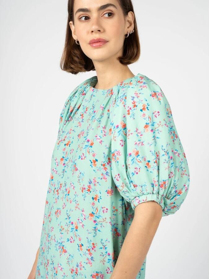 Silvian Heach Floral Fantasy Dress With Short Balloon Sleeves Groen Dames - Foto 4