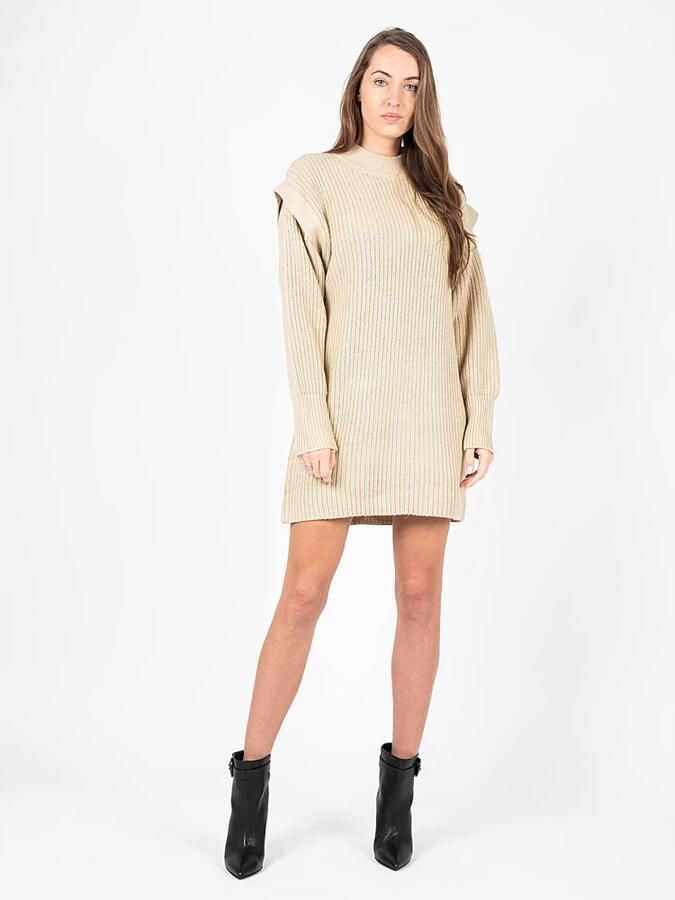 Silvian Heach Comfortabele Gebreide Midi Jurk Beige Dames - Foto 5