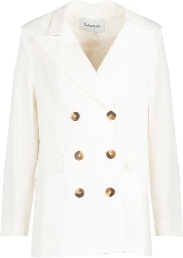 Silvian Heach Dubbelrijige Blazer in Lancia Dubbelrijige Blazer voor Dames Dubbelrijige Blazer Jas Blue White Black Dames - Foto 4