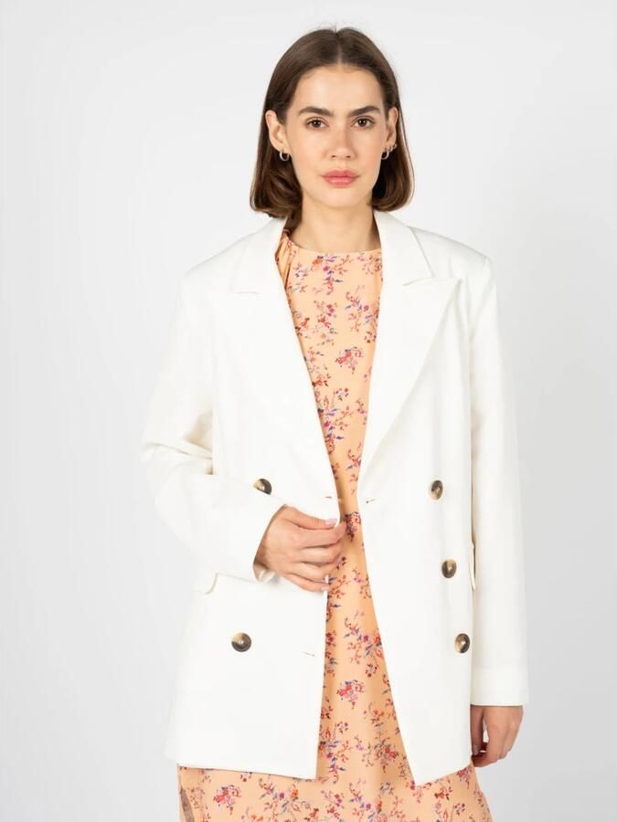 Silvian Heach Dubbelrijige Blazer in Lancia Dubbelrijige Blazer voor Dames Dubbelrijige Blazer Jas Blue White Black Dames