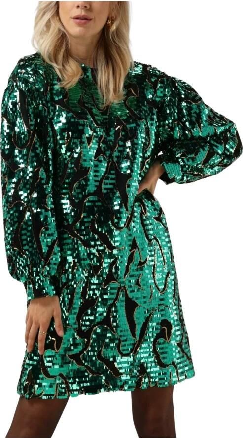 Silvian Heach Pailletten jurk met dierenprint Masaharu groen - Foto 7