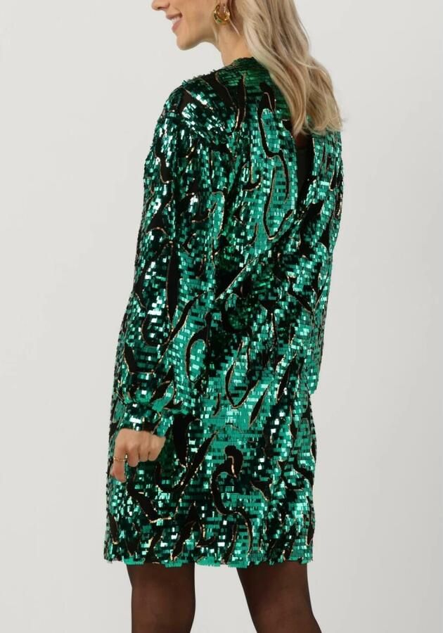 Silvian Heach Pailletten jurk met dierenprint Masaharu groen - Foto 6