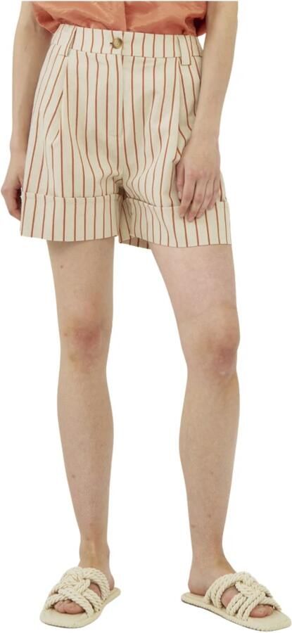 Silvian Heach Korte shorts met plooien en omslagen Beige Dames - Foto 5