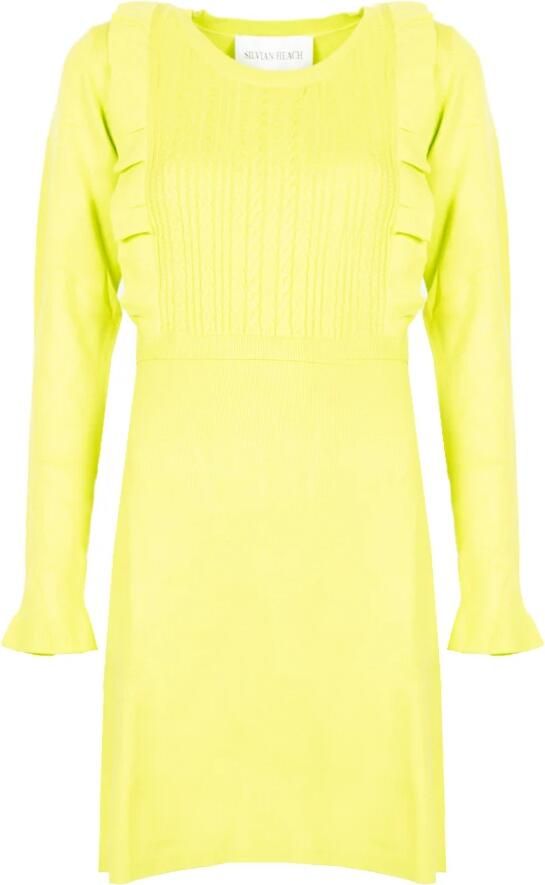 Silvian Heach Midi Jurk met Gevlochten Patroon en Gerimpelde Voorkant Green Dames