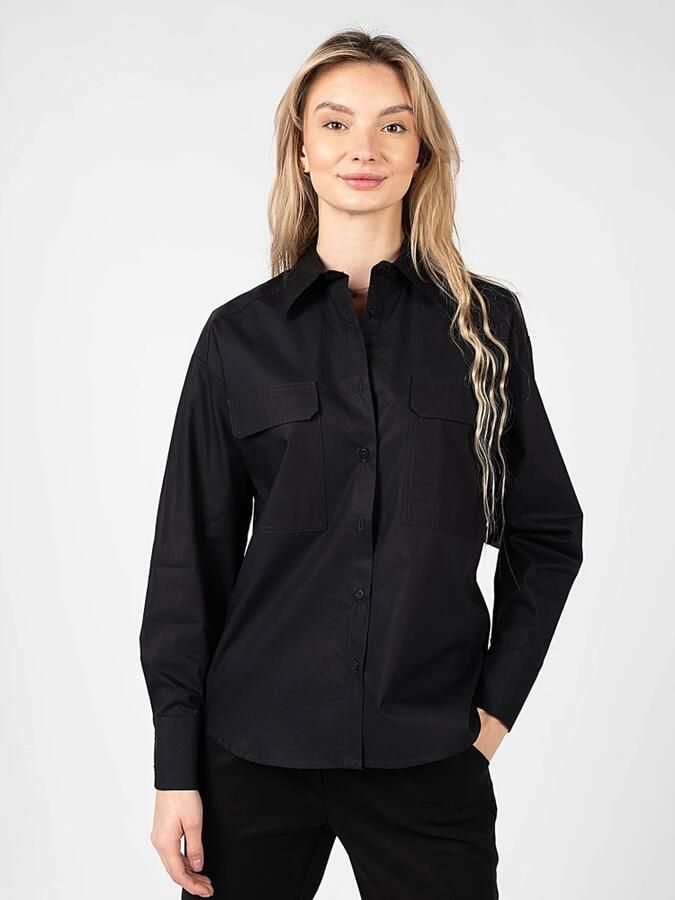 Silvian Heach Oversized shirt with asymmetrical bottom Zwart Dames - Foto 3