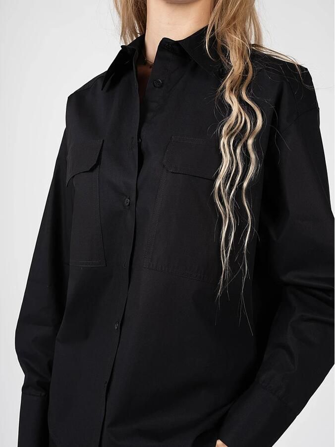 Silvian Heach Oversized shirt with asymmetrical bottom Zwart Dames