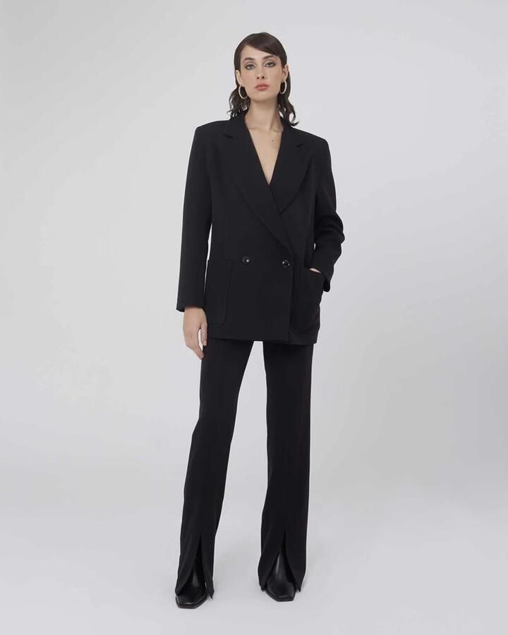 Silvian Heach Oversized Double-Breasted Blazer Black Dames