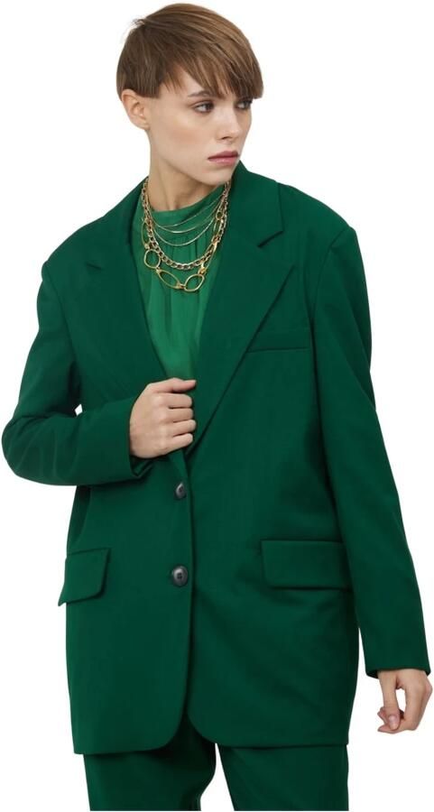 Silvian Heach Sportjas Regular Blazer met Zijzakken Green Dames - Foto 4
