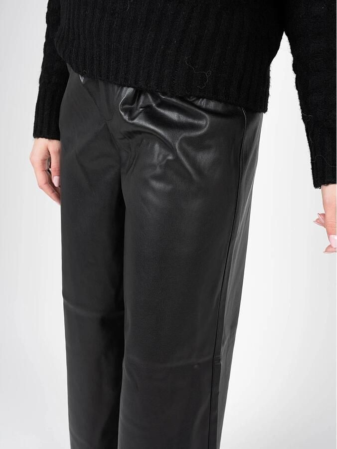 Silvian Heach Wide eco leather trousers Zwart Dames