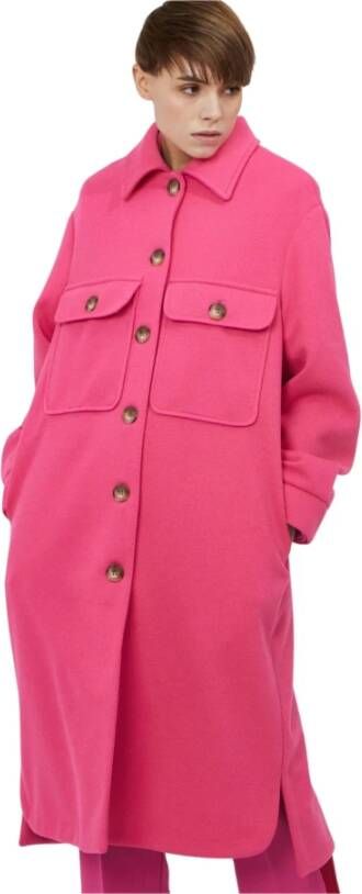 Silvian Heach Shirt effect coat with pockets Roze Dames