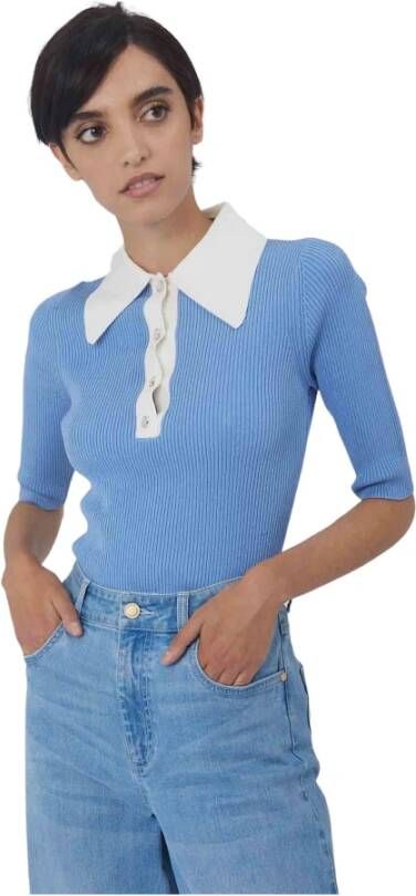 Silvian Heach Polo With Contrasting Collar Blauw Dames