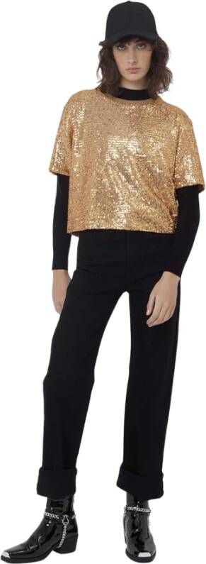 Silvian Heach T-shirt con paillettes Geel Dames