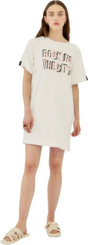 Silvian Heach T-shirtjurk met logo Wit Dames