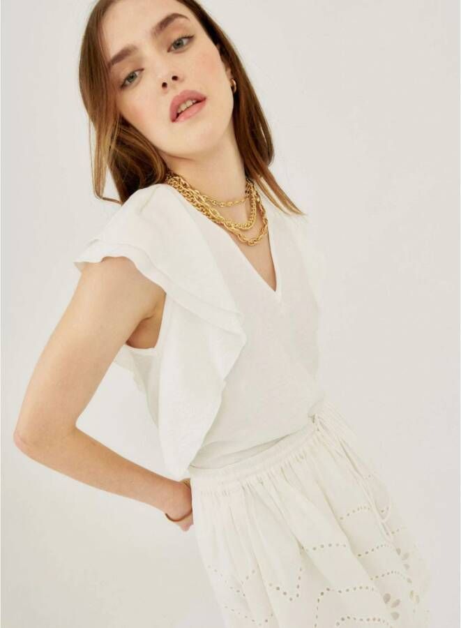 Silvian Heach Tanktop met Rouches Wit Dames