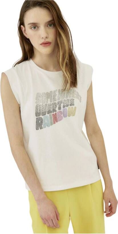 Silvian Heach Tanktop met strassteentjes White Dames