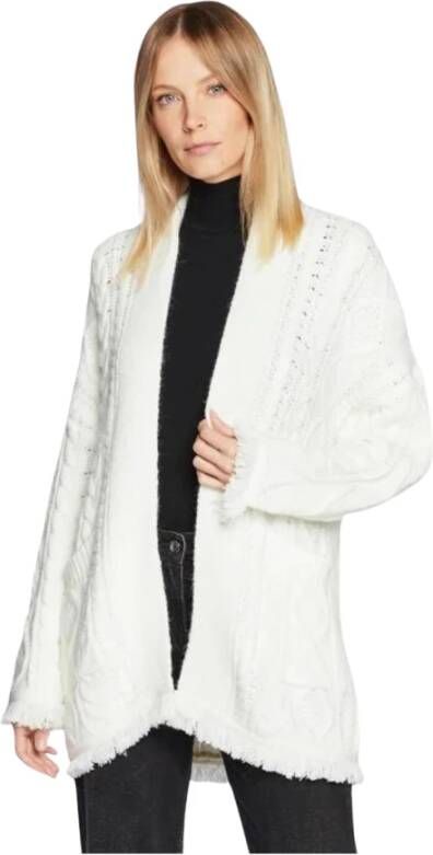 Silvian Heach Cable knit cardigan with fringes Wit Dames