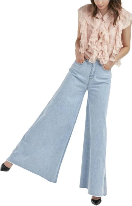 Silvian Heach Wijde pijpen hoge taille jeans Blue Dames